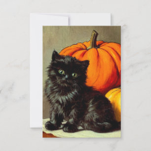 Save The Date Chat noir vintage d'Halloween et Citrouilles