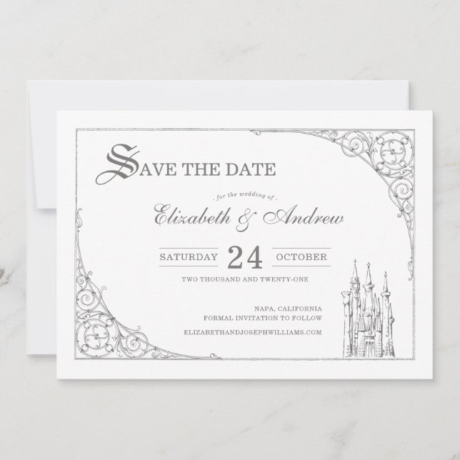 Save The Date Château de Cendrillon | Fairytale Enregistrer la d (Devant)