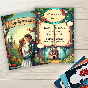Save The Date Château de forêt de conte de fées mariage
