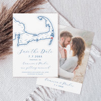 Chatham MA Cape Cod Map Marine Blue Mariage