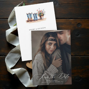 Save The Date Chaussures de mariée sauvage de campagne Photo Mar