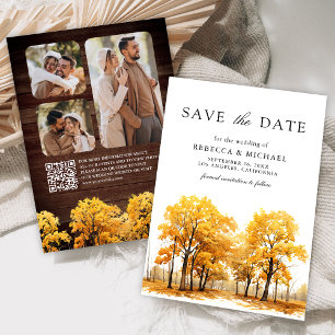 Save The Date Chênes d'automne photo QR Code Mariage