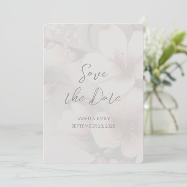 Save The Date Cherry Blossom Mariage Ajouter une photo Enregistr (Debout devant)