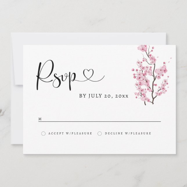 Save The Date CHERRY Blossom RSVP Card (Devant)