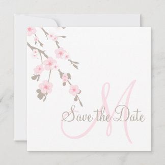 Save the Date Cherry Blossoms with Monogram