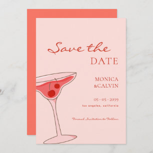Save The Date Cherry Martini Mariage rose et rouge