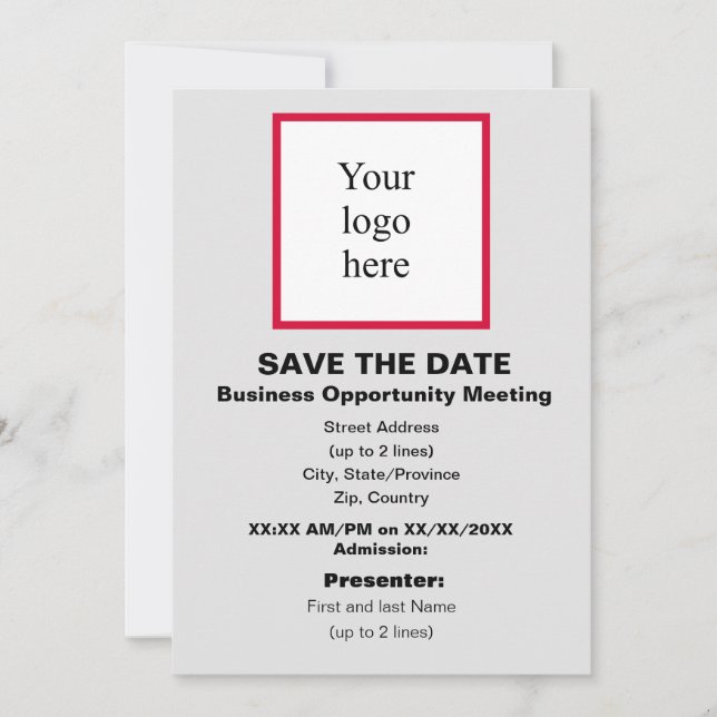Save The Date Cherry/Wht./Lt. Grey Bus. Opp. Mtg. Logo (Devant)