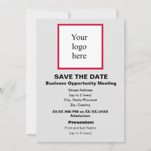 Save The Date Cherry/Wht./Lt. Grey Bus. Opp. Mtg. Logo