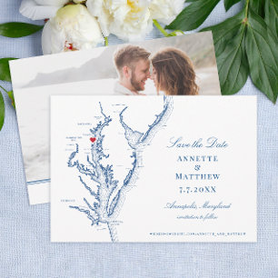Save The Date Chesapeake Bay Annapolis MD Mariage Bleu de la Mar