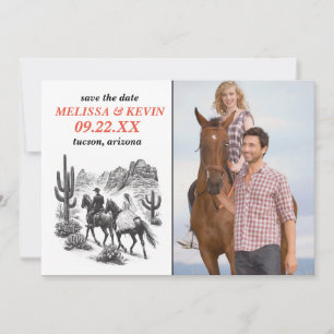 Save The Date Cheval Canyon Couple Enregistrer la date