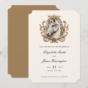 Save The Date Cheval Cimier équestre Baroque Classic Mariage