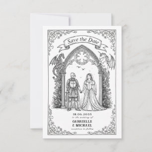 Save The Date Chevalier gothique médiéval Mariée Marié Enregistr
