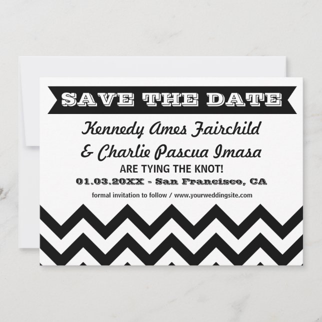 Save the Date Chevron Wedding Cards (Front)