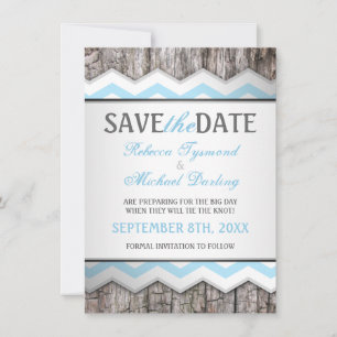 Save The Date Chevron & Wood Rustic Enregistrer la date Annonces