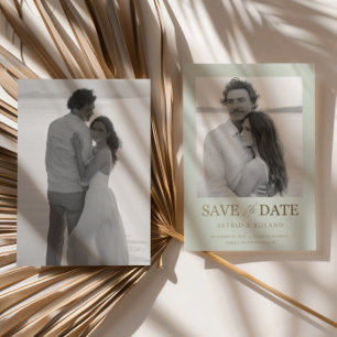 Save The Date Chic 2 Photo Sage Vert & Or Enregistrer la date
