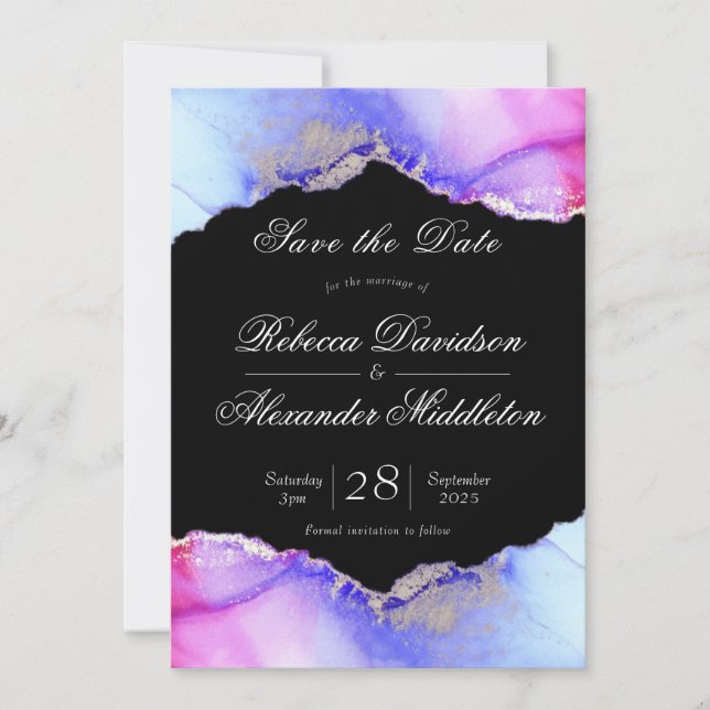 Save The Date Chic Amethyst violet Mariage noir (Devant)