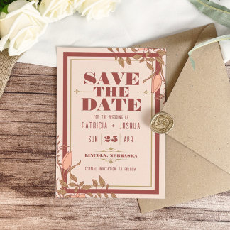 Save The Date Chic Boho Blush Beige Wedding Enregistrer la date