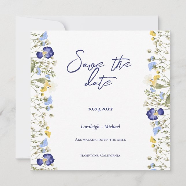 Save The Date Chic boho simple mariage fleur sauvage Enregistrer (Devant)