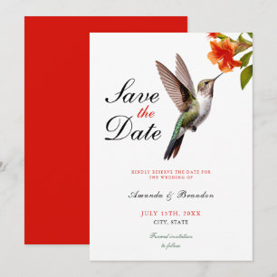 Save The Date Chic colibri et Mariage de fleurs orange
