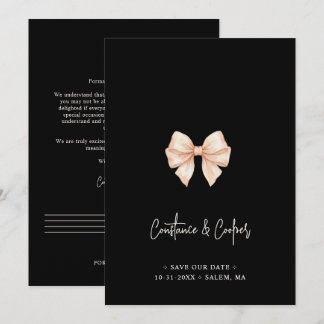 Save The Date Chic Coquette Noir Rose Nœud Mariage TLW26