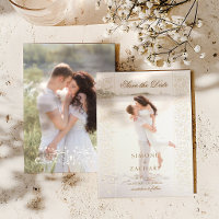 Chic Écru Décor Photographie Mariage Enregistrez l