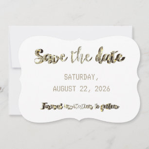Save The Date Chic Faux Gold Script Wedding Party