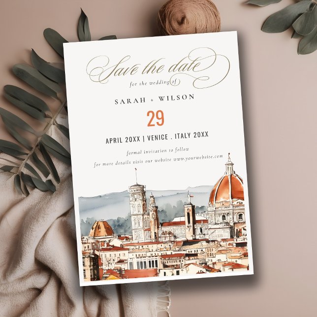 Save The Date Chic Florence Cathédrale Italie Aquarelle Mariage (Créateur téléchargé)