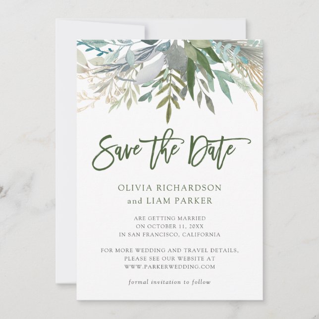 Save The Date Chic Foliage | Mariage photo (Devant)