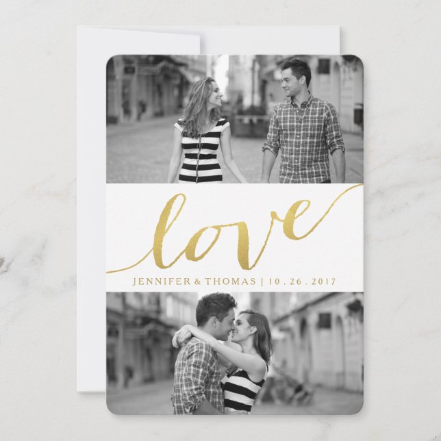 SAVE THE DATE CHIC GOLD LOVE | RÉSERVEZ LA DATE (Devant)
