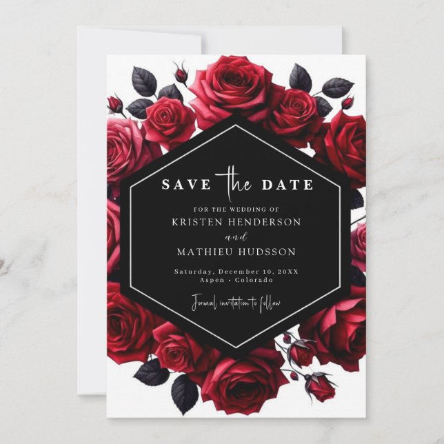 Save The Date Chic Jouer Crimson Mariage rouge (Devant)