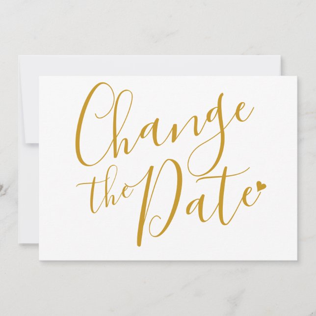 Save The Date Chic Mariage de script Gold Changer la date (Devant)