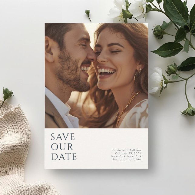 Save The Date Chic Minimal Modern Photo Monogram Wedding  (Créateur téléchargé)