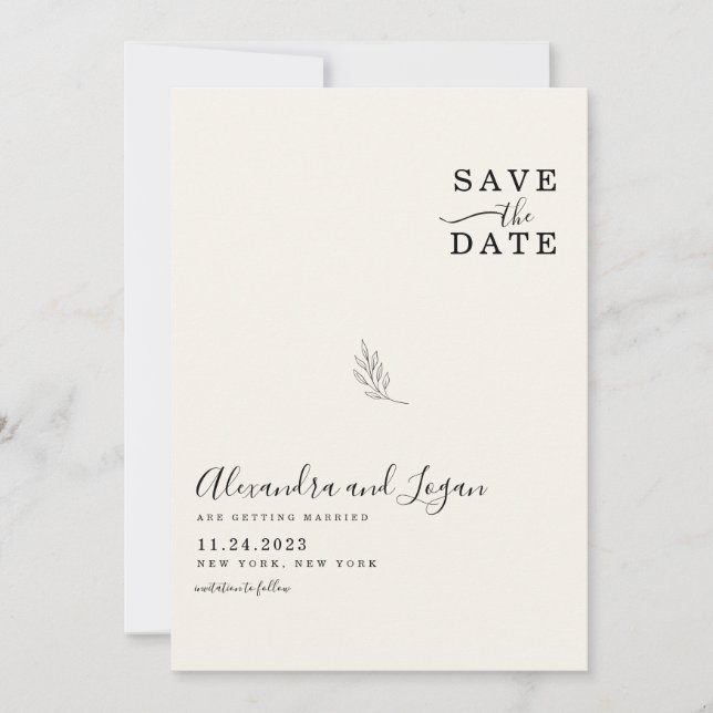 Save The Date Chic minimaliste signature Script ivoire QR Code (Devant)