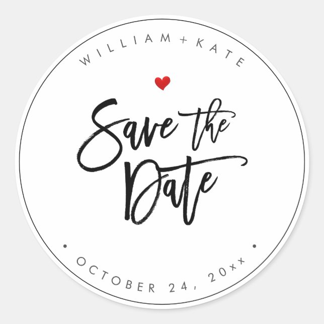 Save the Date, Chic Modern Script DIY Background Classic Round Sticker (Front)