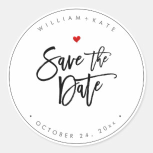 Save the Date, Chic Modern Script DIY Background Classic Round Sticker
