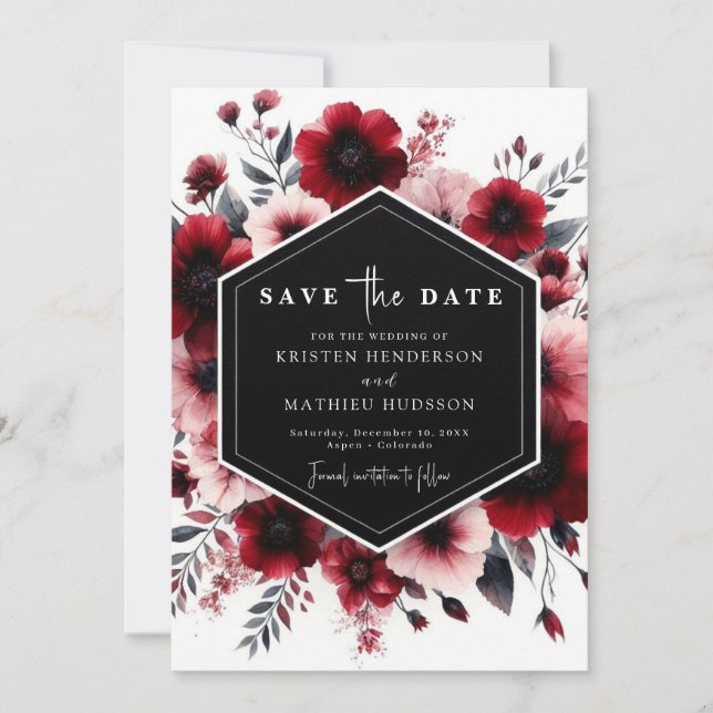 Save The Date Chic moderne Crimson Mariage rouge (Devant)