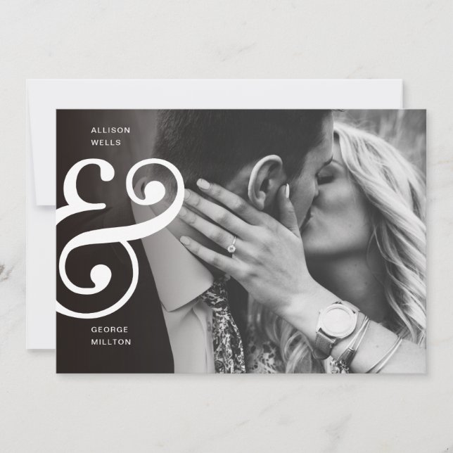 Save The Date Chic Noir + Blanc ENREGISTRER LA DATE Ampersand (Devant)