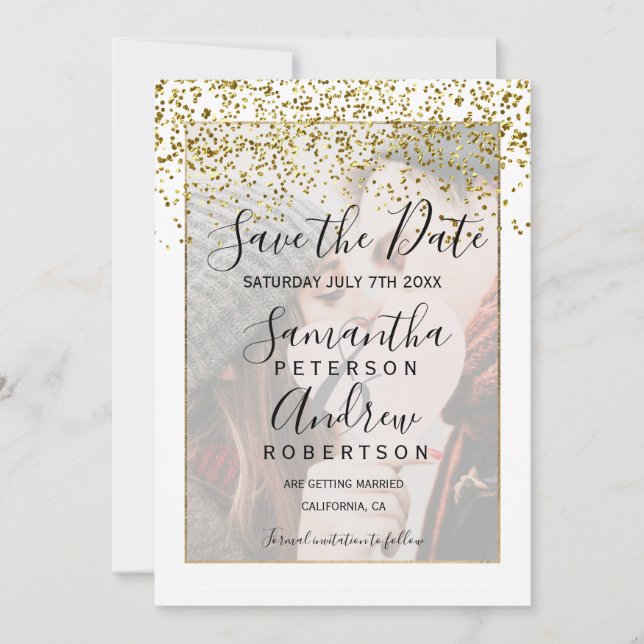 Save The Date Chic or blanc enregistrer la date mariage photo (Devant)