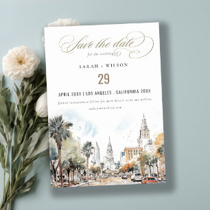 Save The Date Chic Orlando Floride Skyline Mariage d'aquarelle
