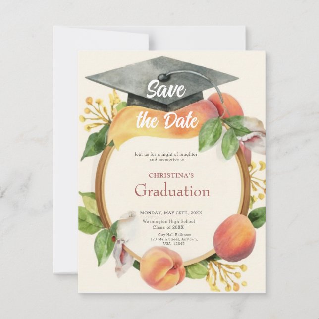 Save The Date Chic Peach Classe de Fleur sauvage de 2024 (Devant)