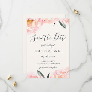 Save The Date Chic Pink Peony Calligraphie Enregistrer la date
