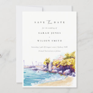 Save The Date Chic Plage De Sable Côtier Rocheux Paysage Maritim