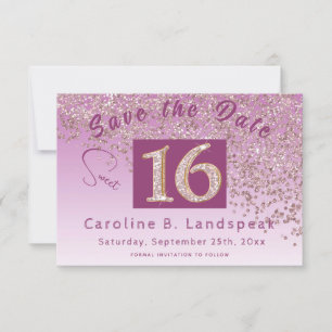 Save The Date Chic Rose Gold Parties scintillant Sweet 16