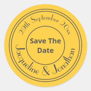 Save The Date Chic Script Names Modern Wedding Classic Round Sticker