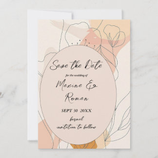 Save The Date Chic, tons roses avec fleurs noires et cadre