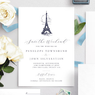Save The Date Chic Tour Eiffel Paris Sauvegarder le week-end Mar