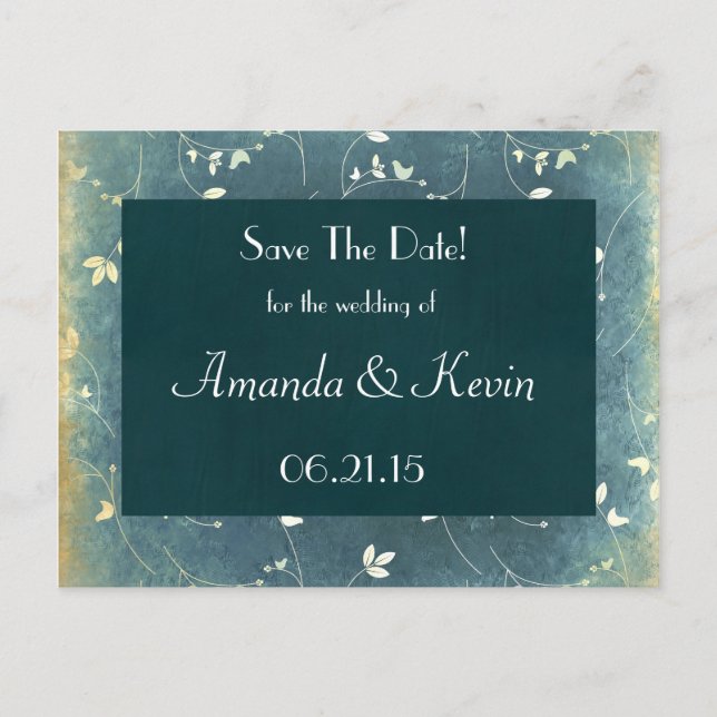 Save The Date Chic Vintage Pattern Announcement Postcard (Front)