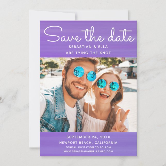 Save The Date Chic Watercolor Modern Photo Wedding Enregistrer L (Devant)