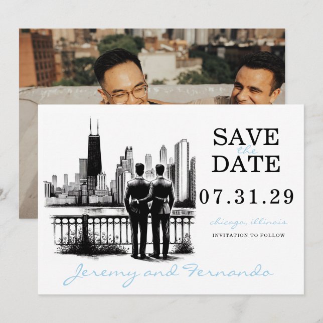 Save The Date Chicago Grooms (Devant / Derrière)