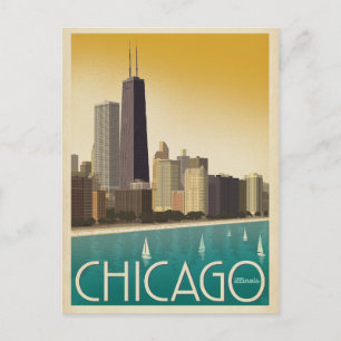Save the Date Chicago, IL - Skyline Announcement Postcard